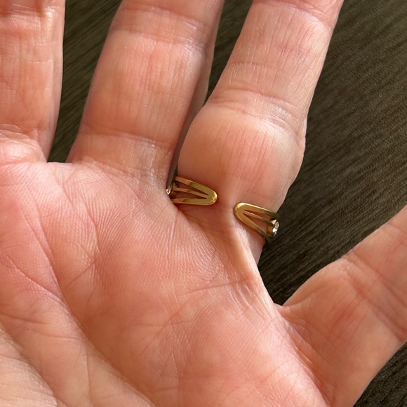 Gold Adjustable Ring With Rhinestone Accents - Picture 8 of 8